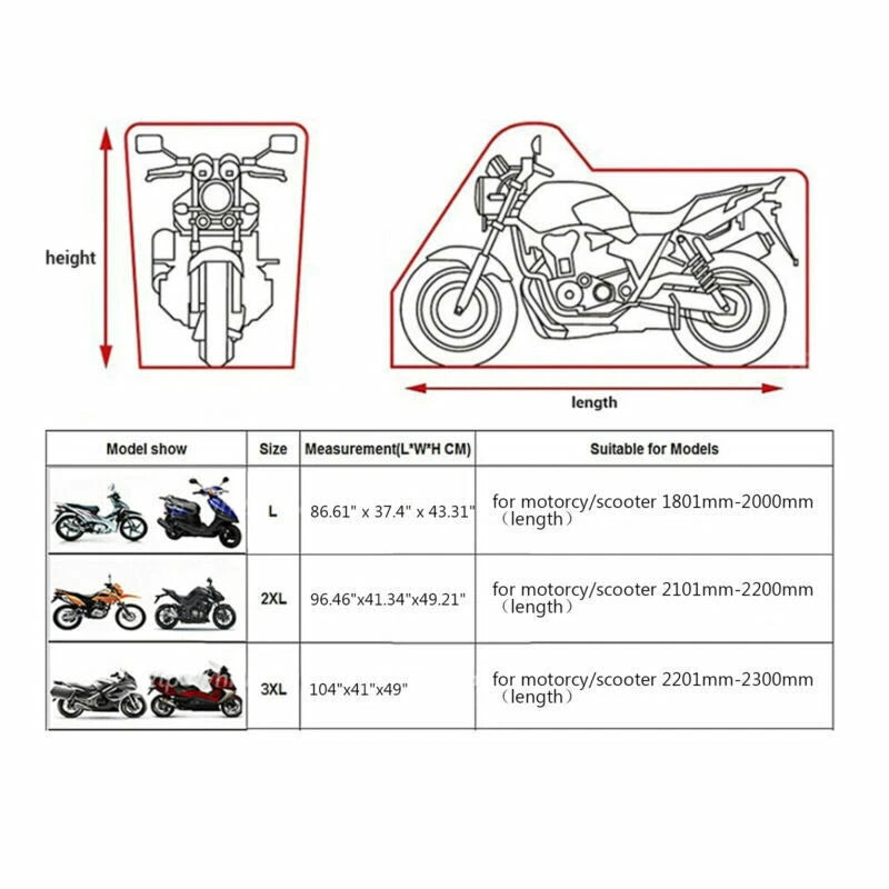 Folding Cover for Motorcycle Scooter - Black Waterproof (F3)