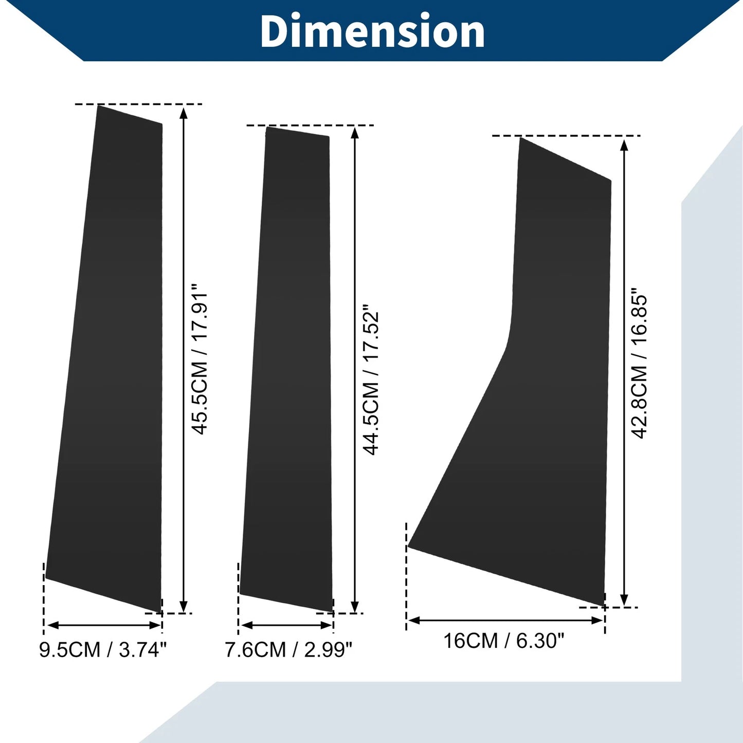 6 Pcs Door Pillar Window Trim for Acura MDX Black (2014 - 2020)