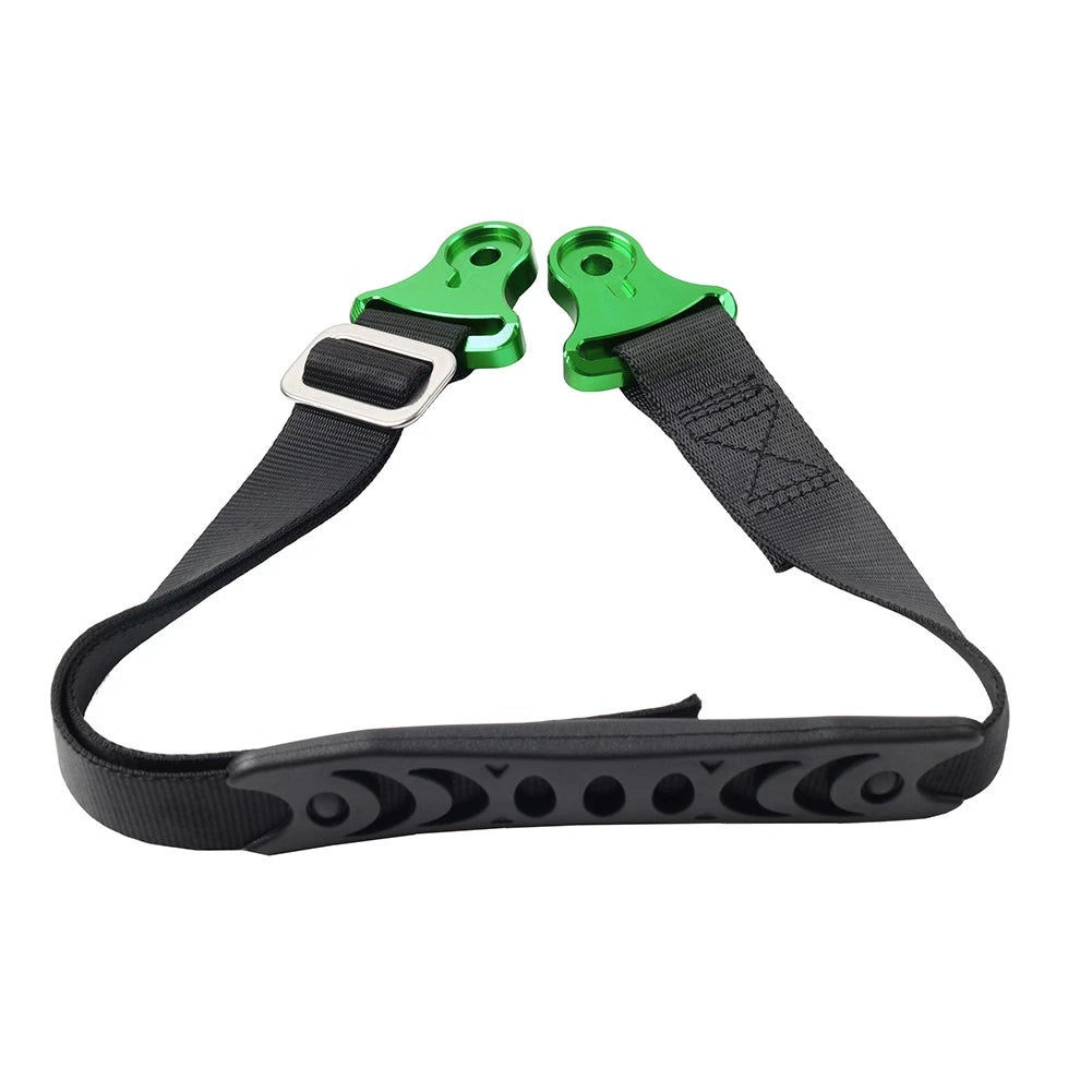 Universal Adjustable Fork Rear Seat Rescue Strap Sling Pull Belt Green