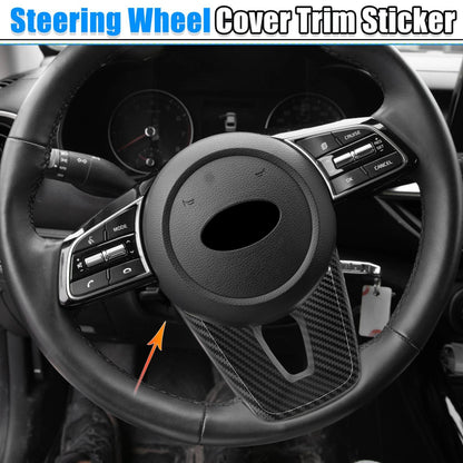 Carbon Fiber Black Interior Steering Wheel Cover Trim for Kia