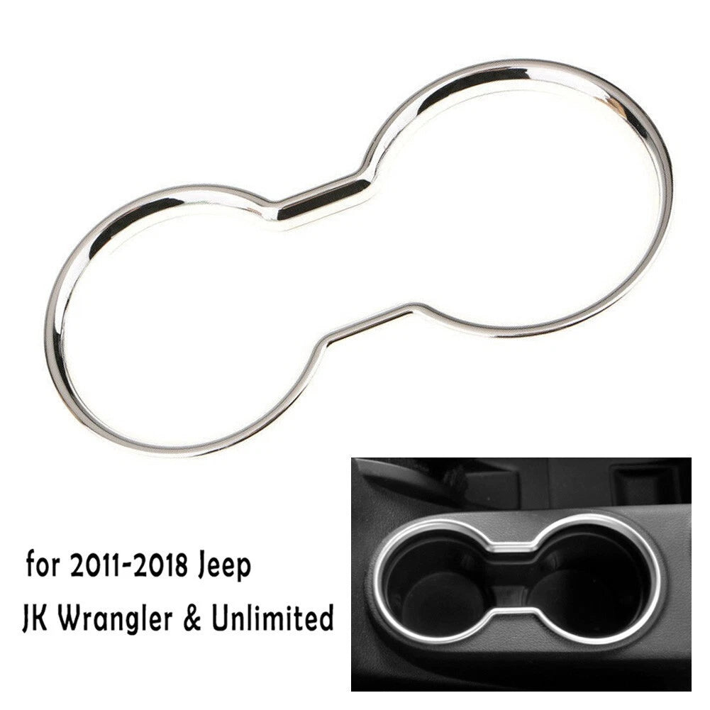Cup Holder Cover Trim Silver Water Center Chrome Console for Jeep JK (2007–2018)