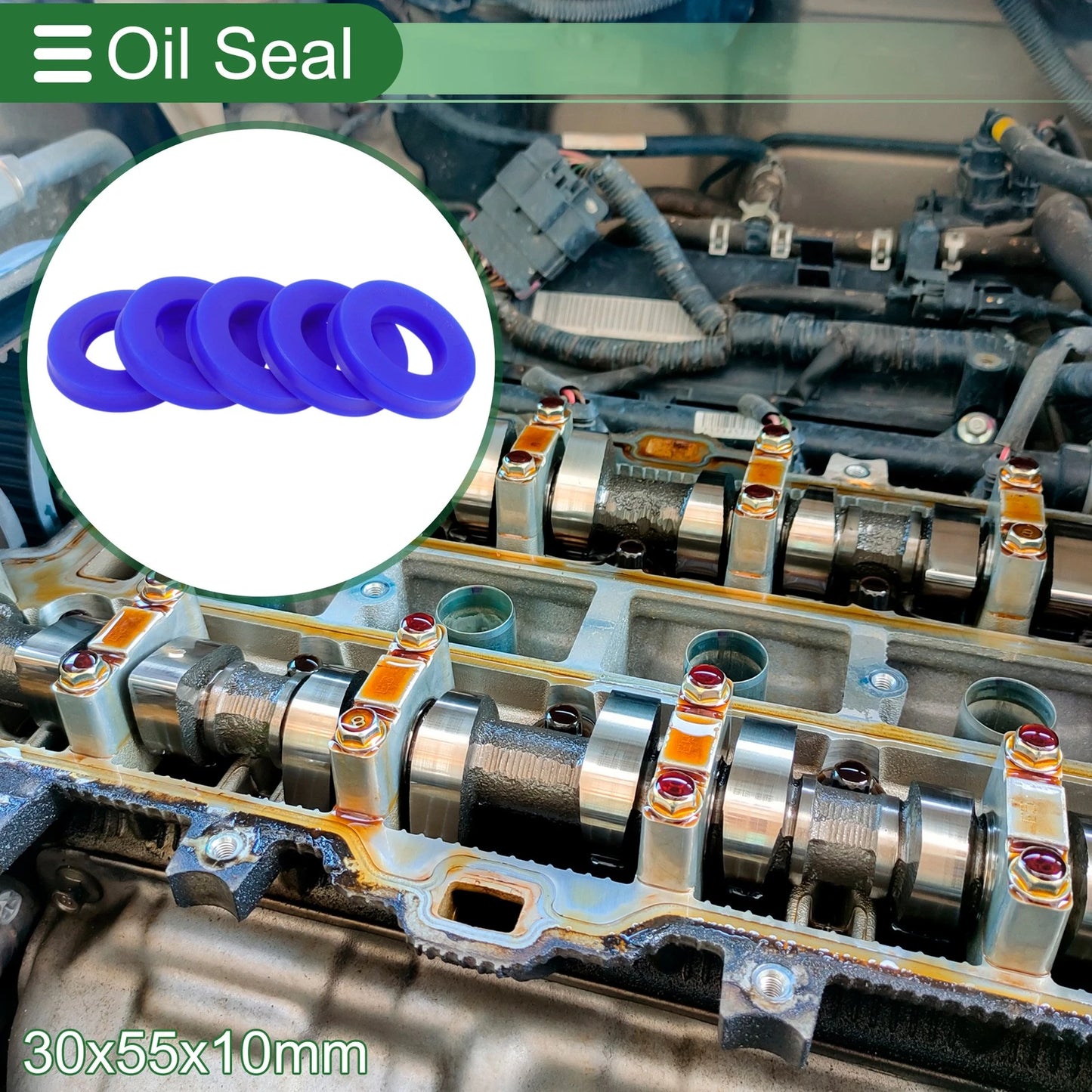 Oil Seal TPU Rotary Shaft Seal 30x55x10mm High Pressure Blue 5 Pcs