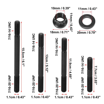 Black Metal Cylinder Head Stud Kit for Chevy BBC 454
