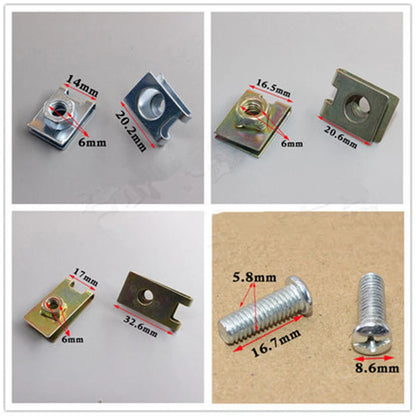 200pcs U-Type Clips U-Nuts for Car Body Door Panel Trim Fasteners