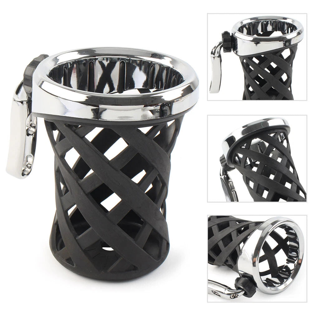 Universal Handlebar Cup Holder with Mesh Basket for Harley