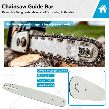 20" Chainsaw Guide Bar .325 .058 76DL for SX52 SX62 SX66