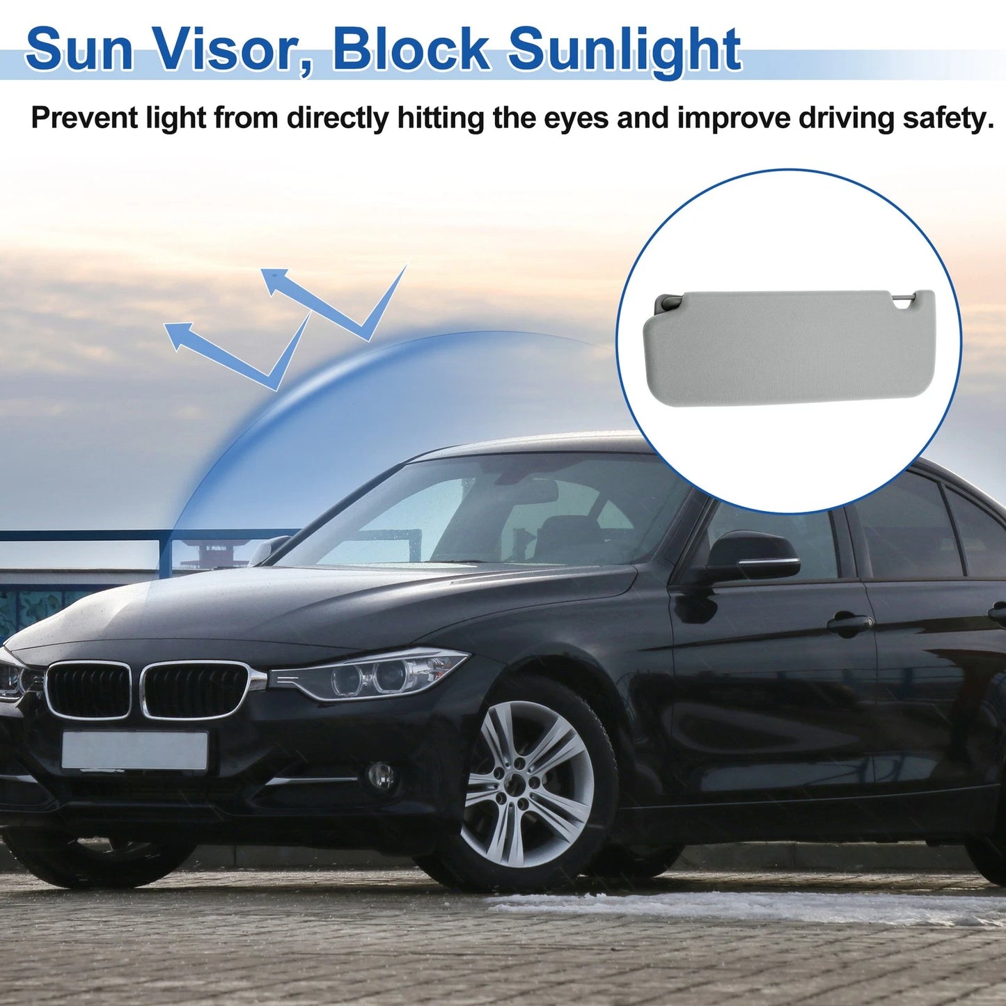 Right Side Sun Visor for BMW 3 Series E90 Sedan (2007-2013) Gray