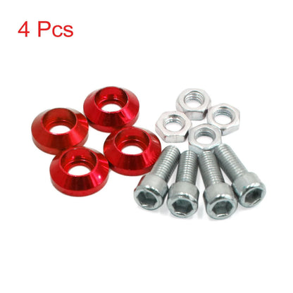 Windscreen License Plate M6 Bolts 4Pcs for Universal Red Metal Motorcycle