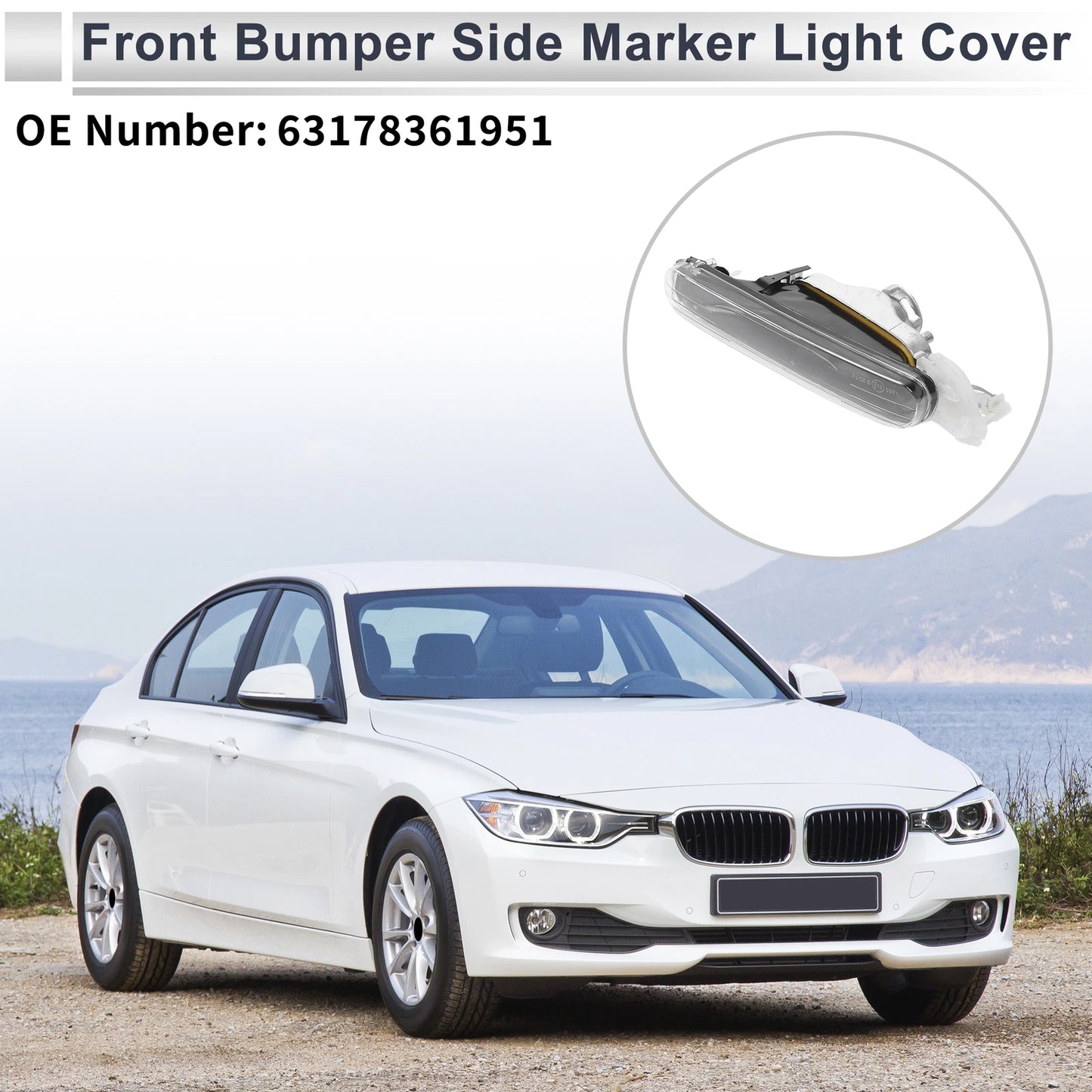Left Front Bumper Side Marker Light Cover for BMW 3 Series (2006-2013)
