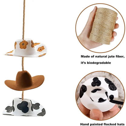 Cowboy Hat Car Charm Rear View Mirror Decoration Accessories