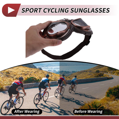 Set 1 x Motorcycle Riding Goggles Transparent Lens Brown Frame Sunglasses