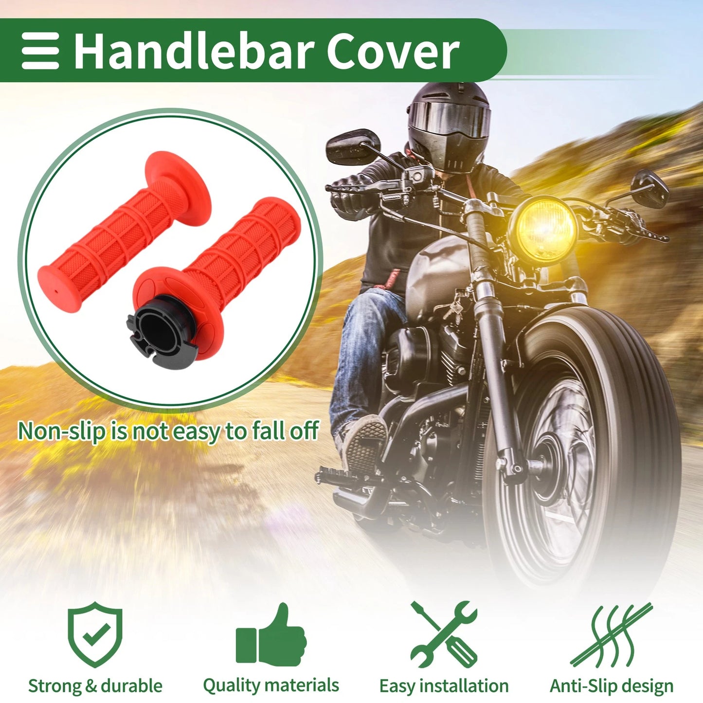 7/8 22mm Hand Grips Cover for Motorcycle Handlebar Grips TPR Red
