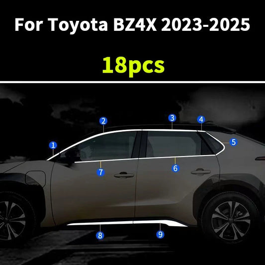 18X Chrome Steel Car Door Side Molding Cover Trim for Toyota BZ4X (2023–2025)