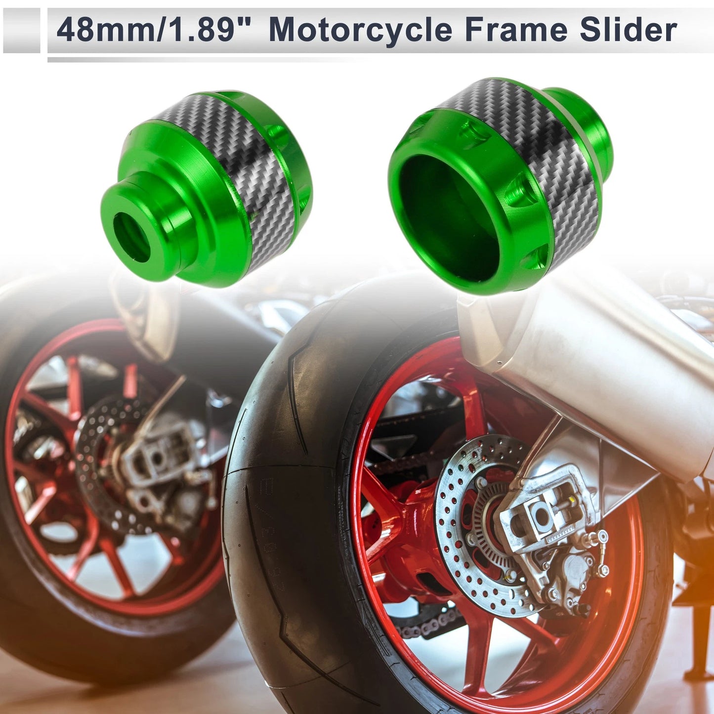 2 x 14mm Aluminum Alloy Carbon Fiber Motorcycle Slider Frame for Make Model