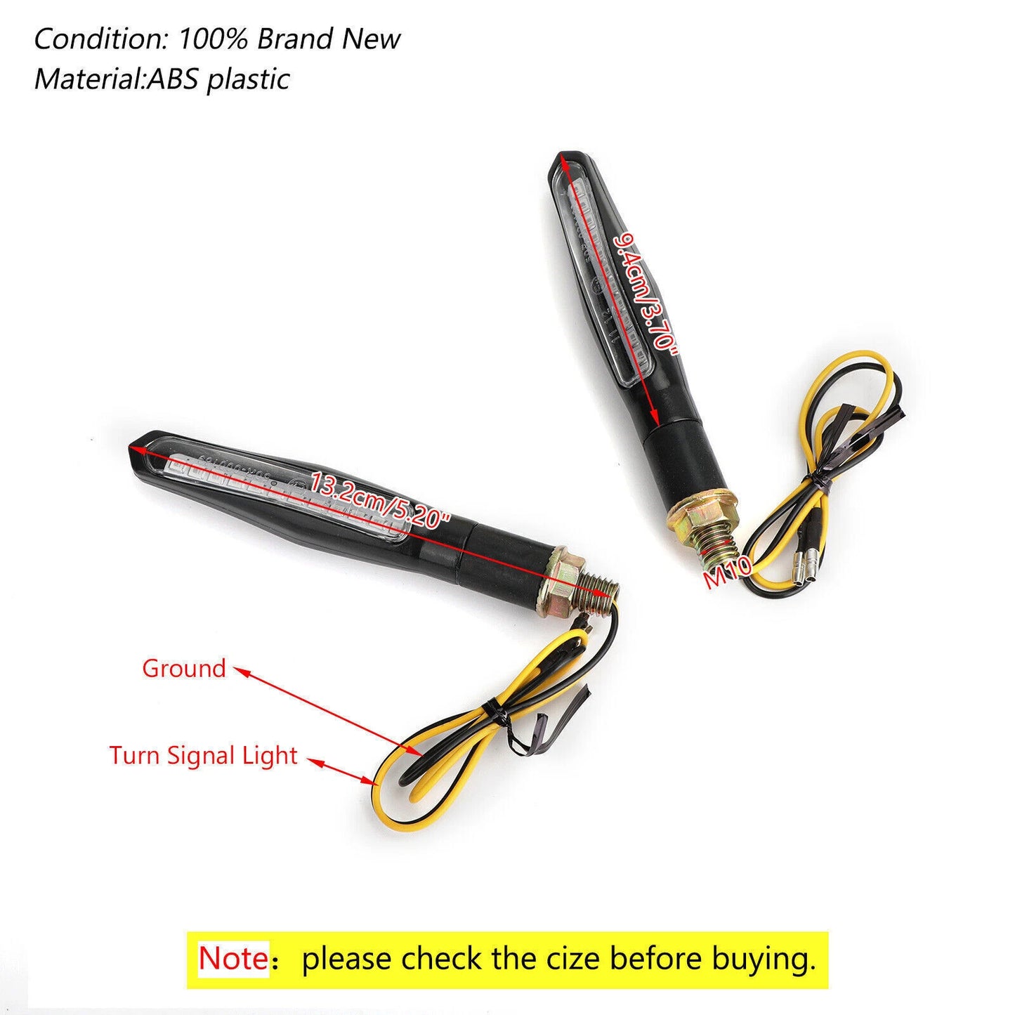 2 x M10 Motorcycle Mini Turn Signal Lights for Universal (2020-2023)