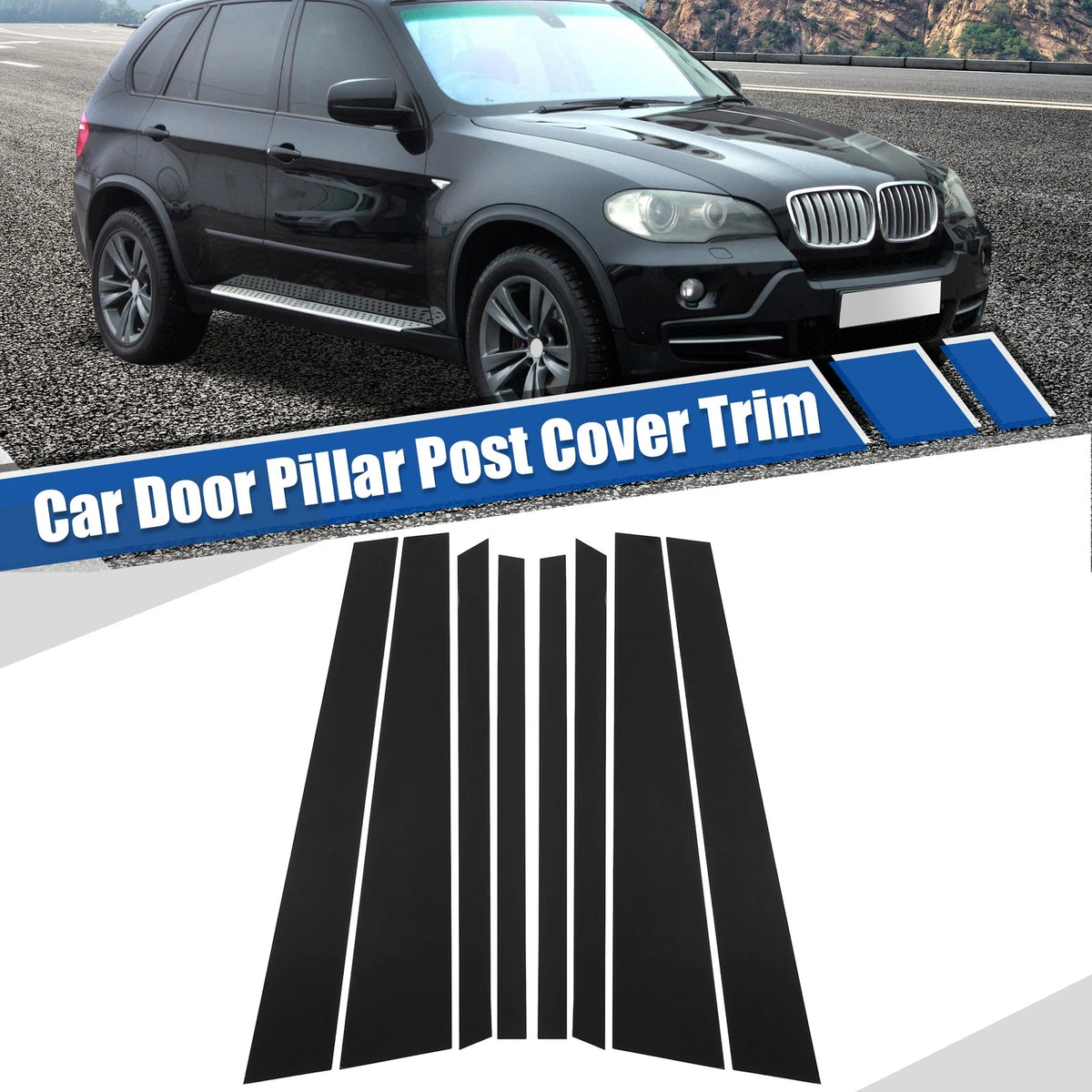 Glossy Black Car Door Window Pillar Post Covers for BMW X5 (2007-2014)