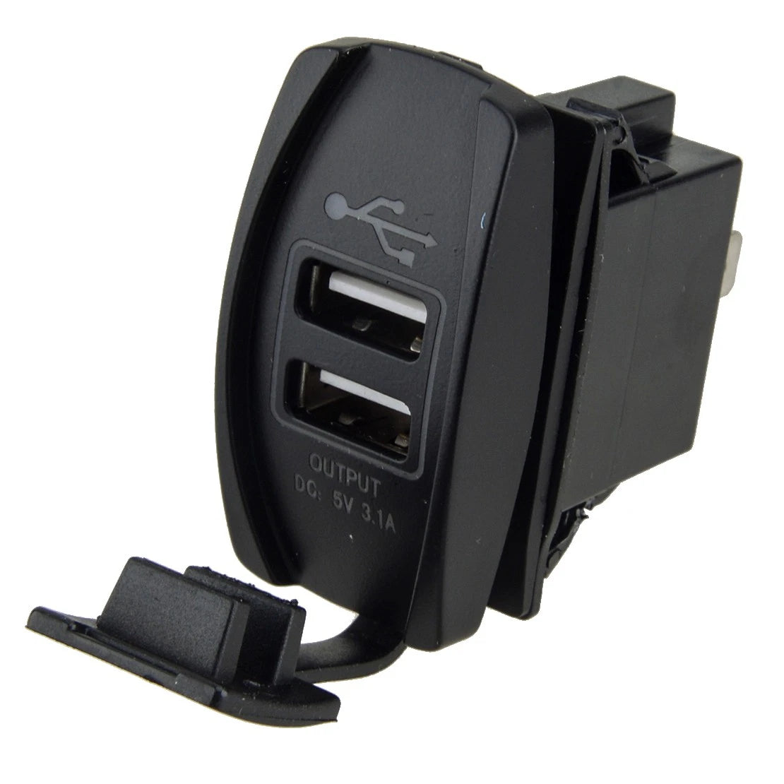 Universal Dual USB Power Charger Rocker Switch Panel for Car - Red LED Light