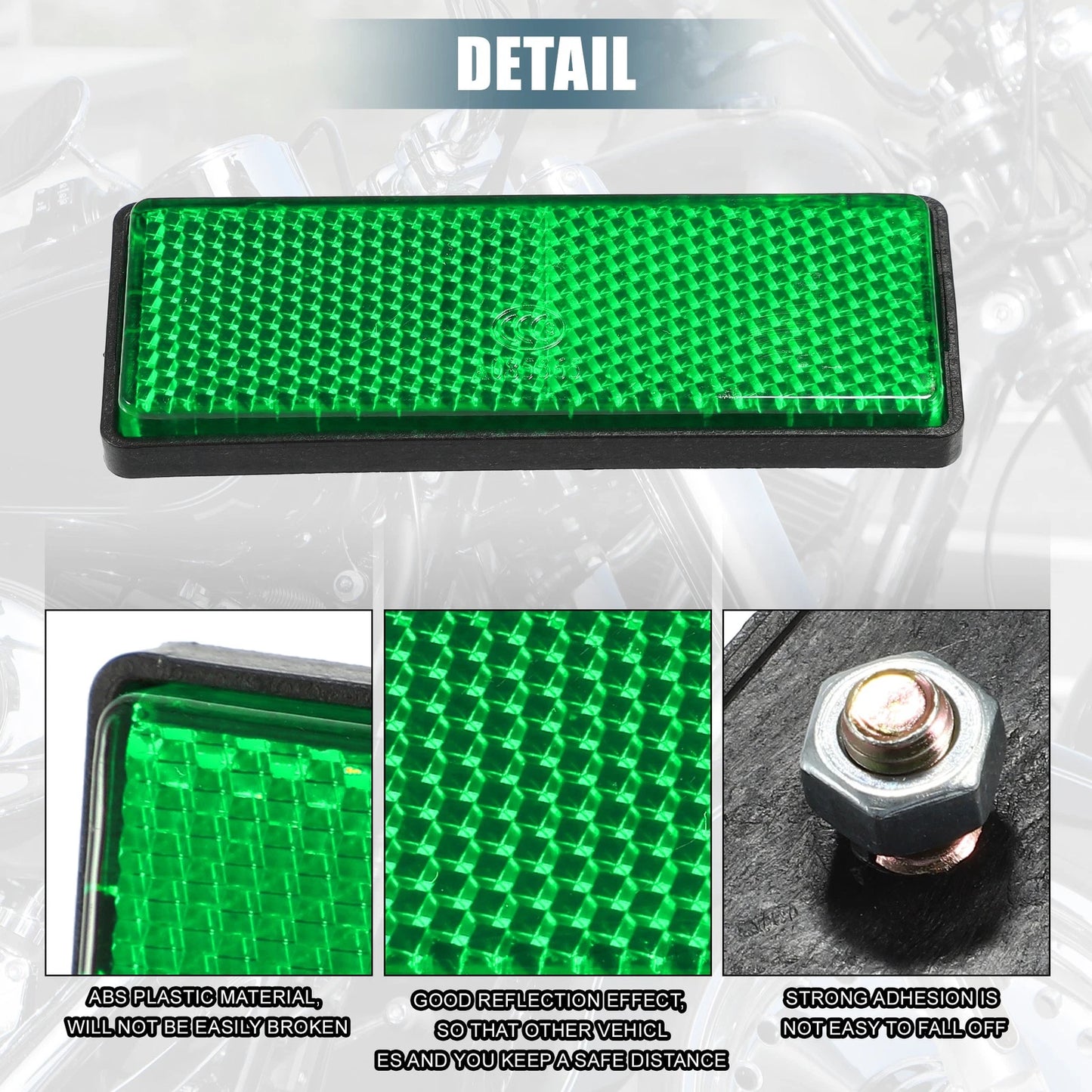Universal Motorcycle Reflector 88x32mm Safety Spoke Reflective with Screw Green