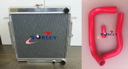 5ROW Aluminum Radiator + RED Hoses for Toyota Landcruiser 75 Series (1980-1990)