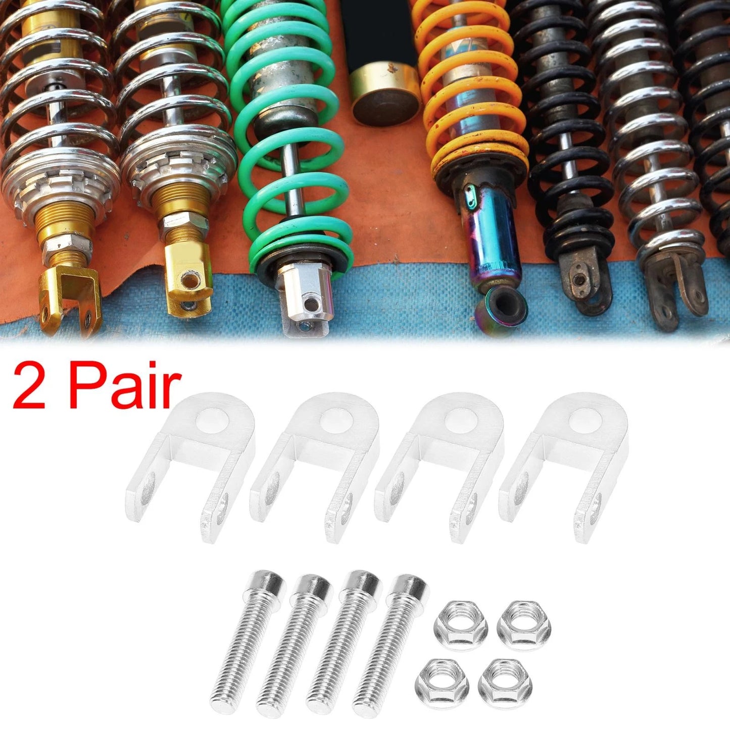 2 x 3cm Universal Shock Absorber Riser Extender Silver Tone for Motorcycle