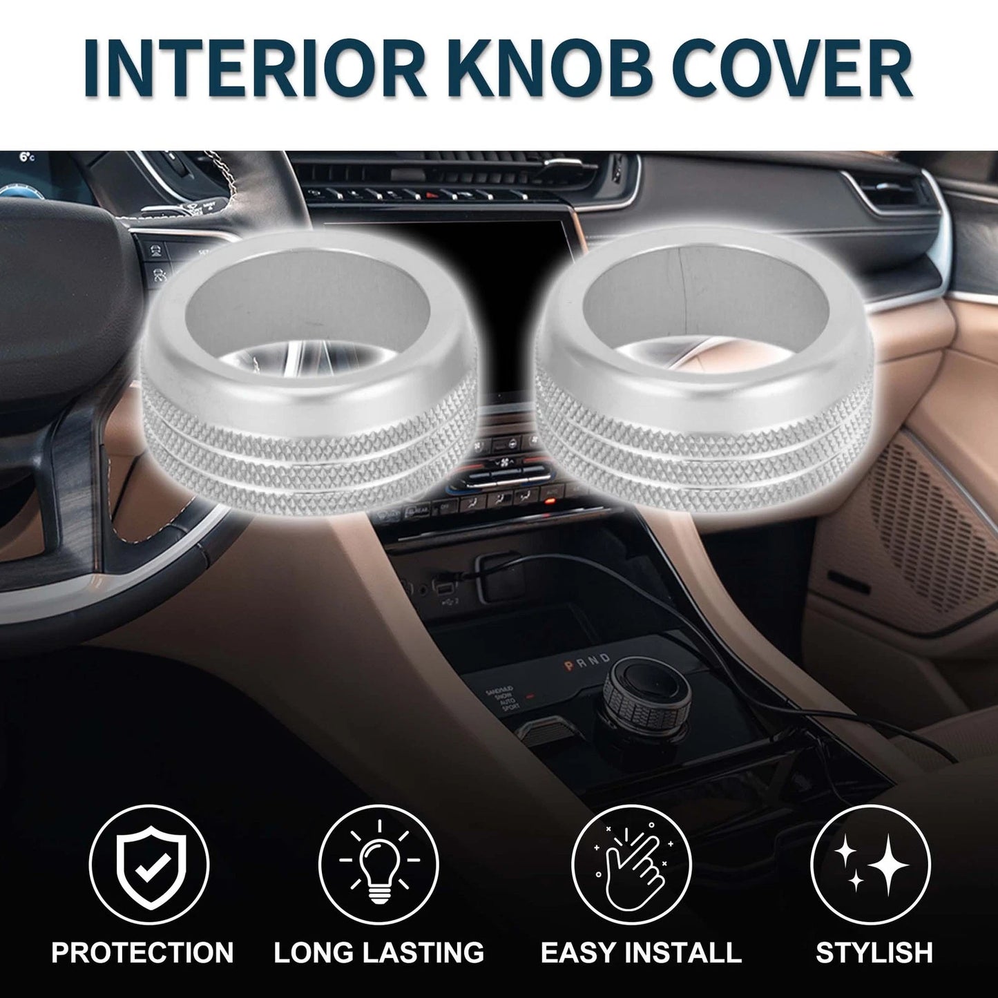 Media Volume Tune Knob Cover for Jeep Grand Cherokee (2022-2024) - 2 Pcs
