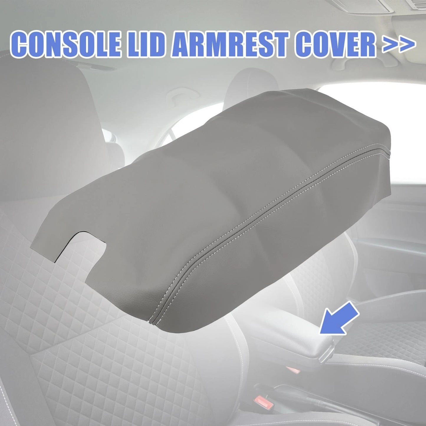Car Center Console Lid Armrest Cover for Ford F150 (2009-2014) Gray