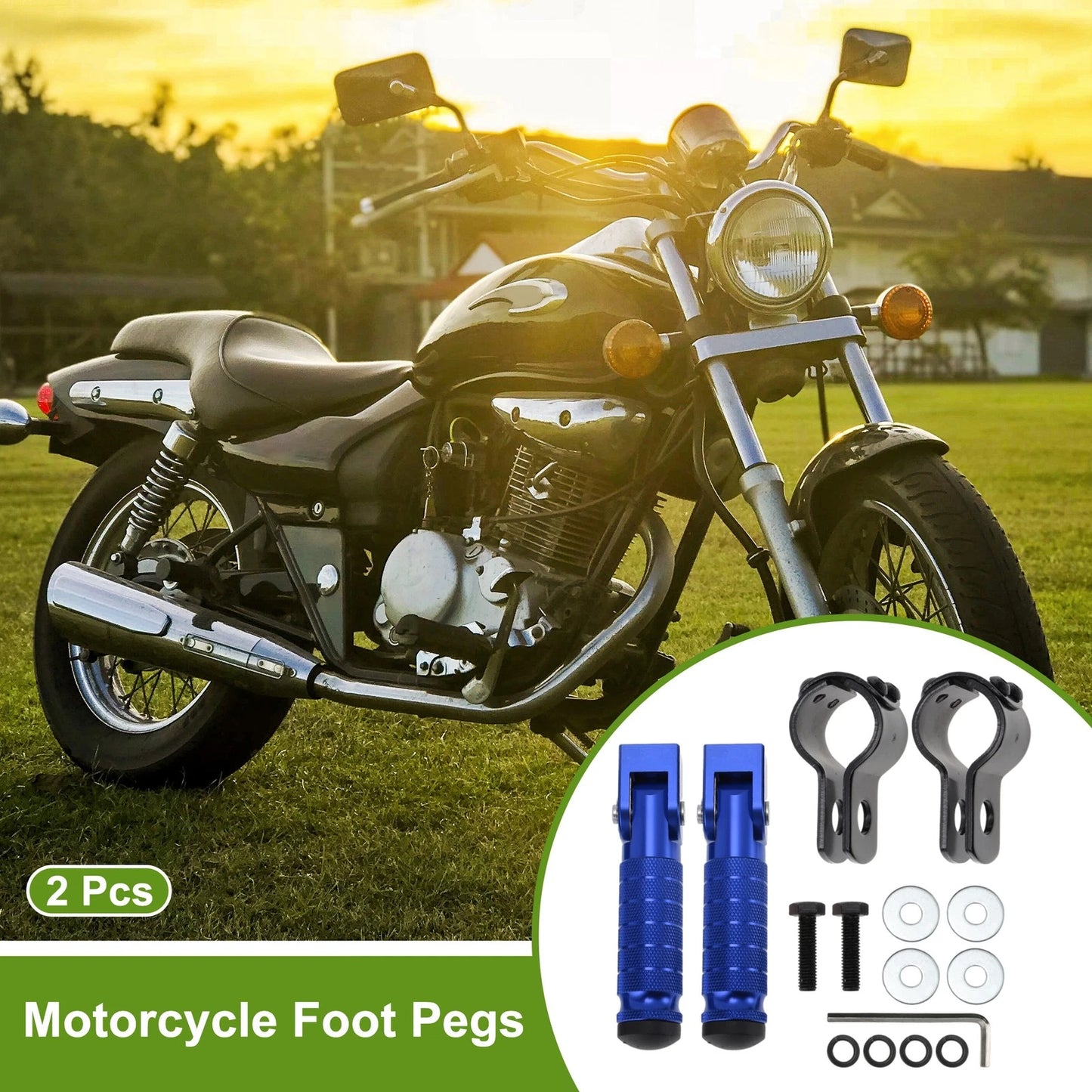 FootPegs 4.8" Rear Footrest Aluminum Blue 2 x for Motorcycle