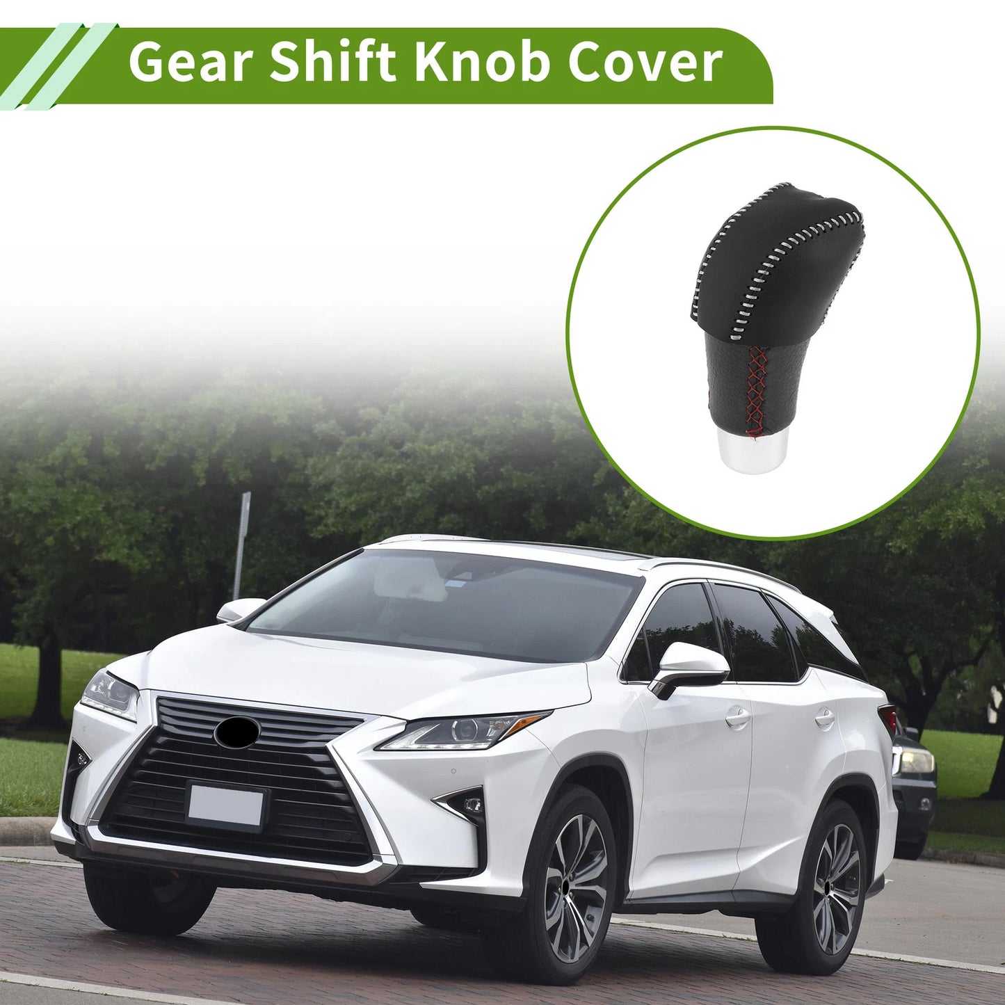 Car Gear Shift Knob Cover for Lexus RX350 (2023-2024) Black Gray Faux Leather