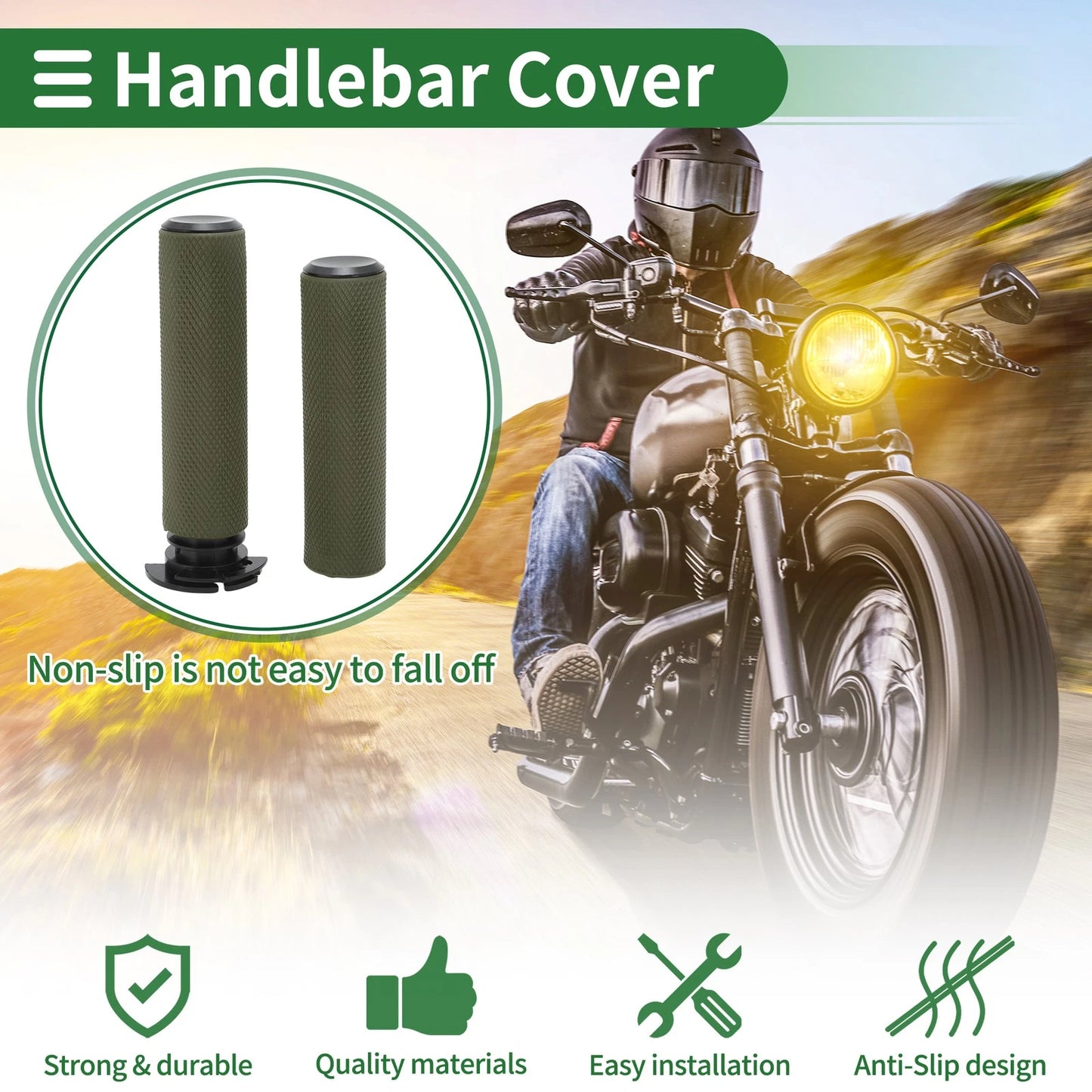 Handlebar Grips / 7/8" 22mm / Green for Motorcycle