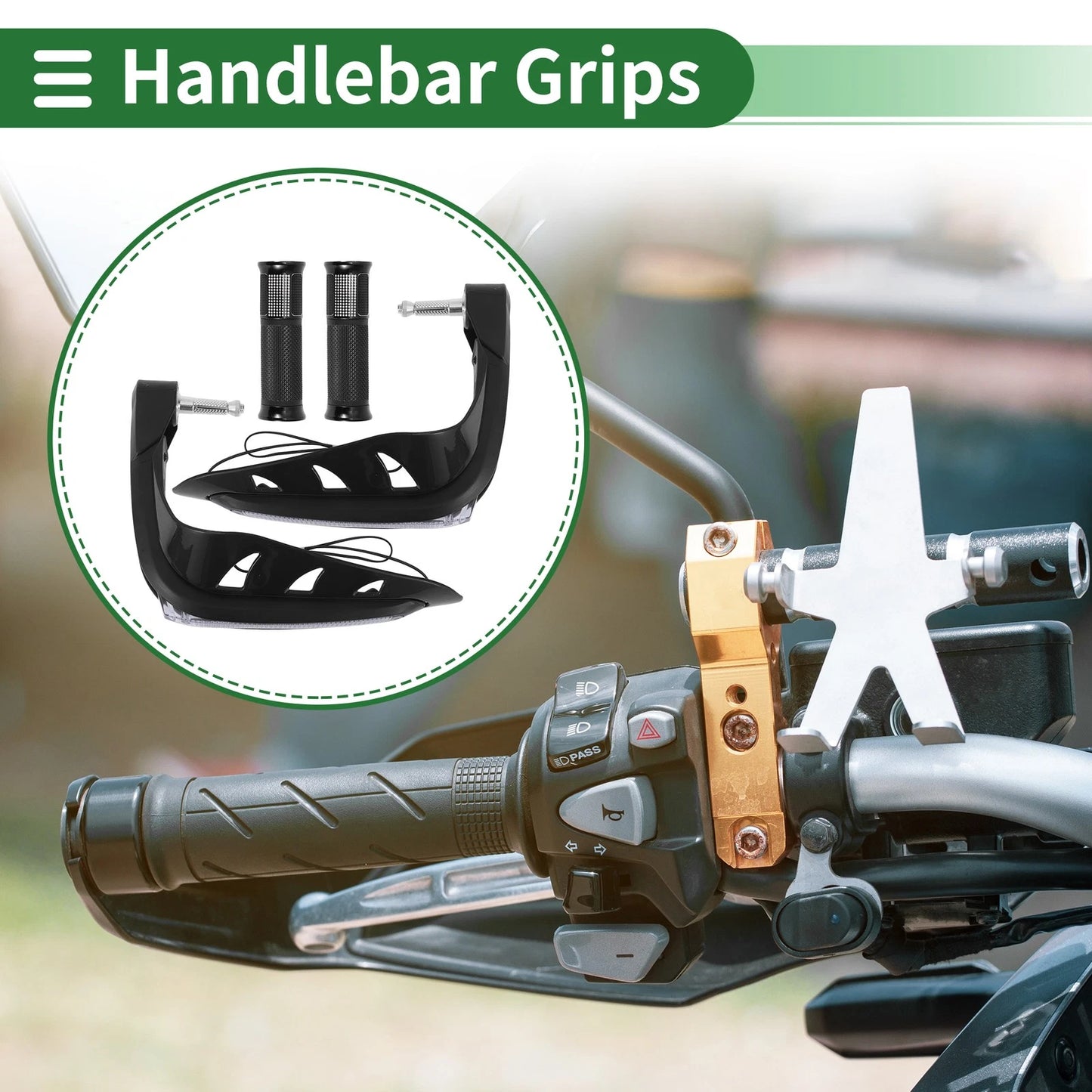 Hand Grips Cover Kit for Motorcycle Handlebar End Diamond Pattern Black