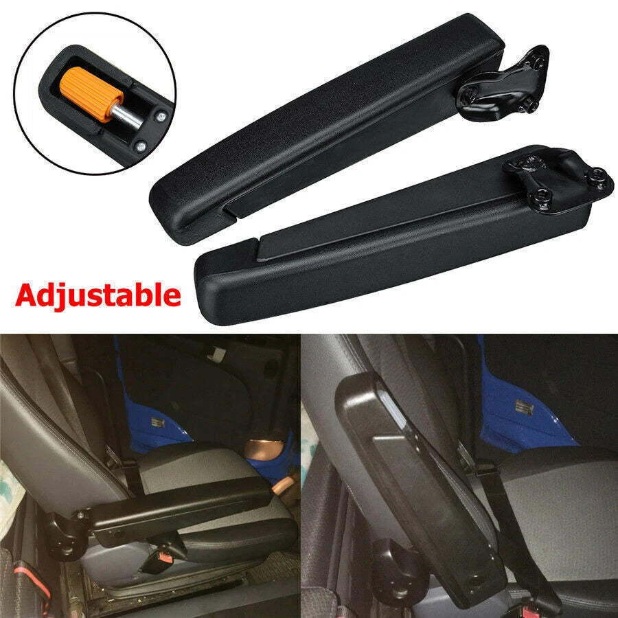Black PU Leather Adjustable Right Seat Armrest for Car RV Van Truck