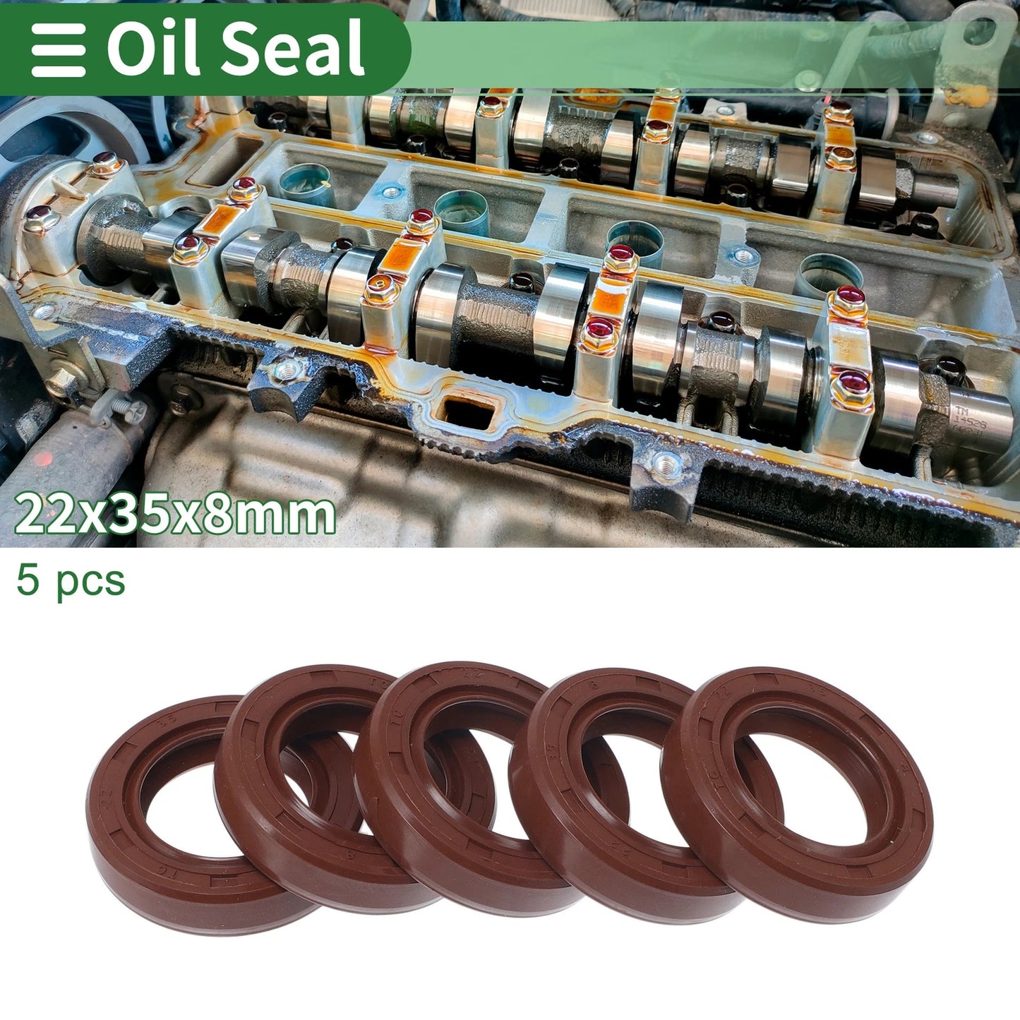 Oil Seal 22x35x8mm 5 x Seal Ring Rotary Shaft FKM Rubber for Make Model