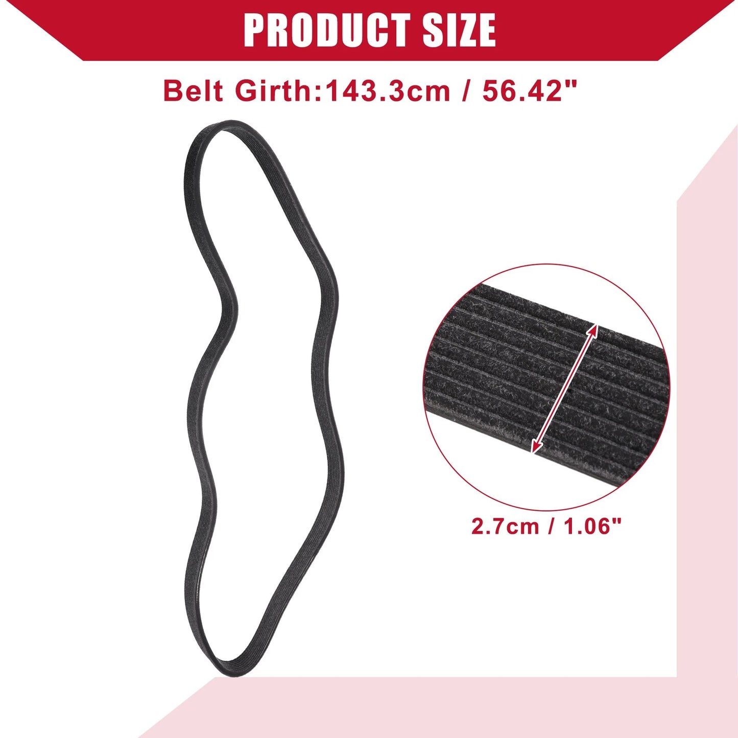 Serpentine Belt No.LR011327 for Land Rover LR4 (2014-2016) EPDM Black