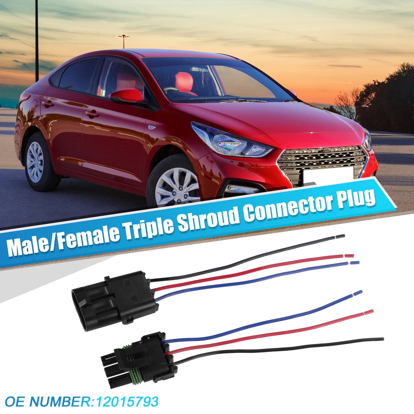 3 x Car 3-Pin Male/Female Triple Shroud Connector Plug for BMW (2010-2015)