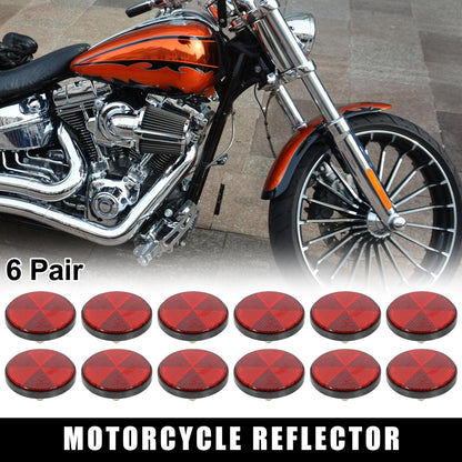 6 Pairs M6x1.0 Red Universal Screw Mount Warning Reflector for Motorcycle Bike