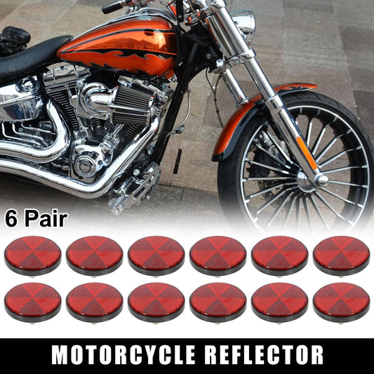 6 Pairs M6x1.0 Red Universal Screw Mount Warning Reflector for Motorcycle Bike