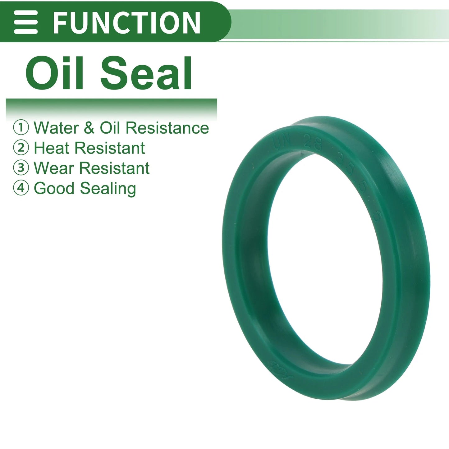Oil Seal / 28x35.5x5mm / Rotary Shaft Seal TPU Green for Make Model