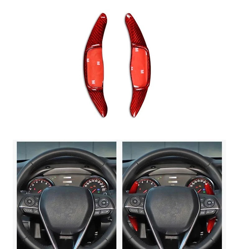 Red Real Carbon Fiber Steering Wheel Shift Paddle Switch Fit For Camry 2018+