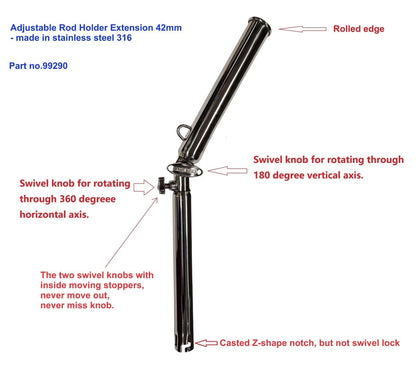 Adjustable Outrigger Rod Holder for Trolling, 30°/90° - Compatible with All Boats