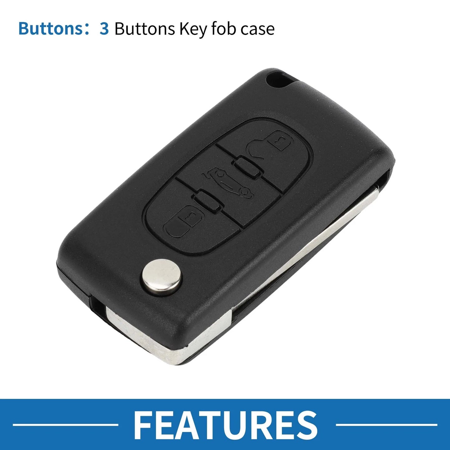 3 x Keyless Entry Remote Key Fob Shell Case for Peugeot 207 (2006-2014)