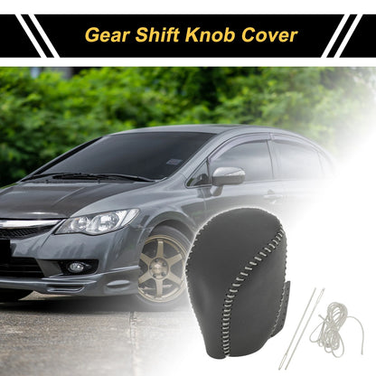 Car Gear Shift Knob Cover for Honda Civic (2016-2021) Black Gray Faux Leather