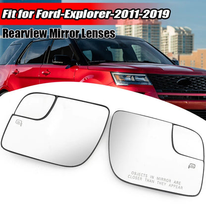 Heated Side View Wing Mirror Glass for 2011-2019 Ford Explorer (2 x)