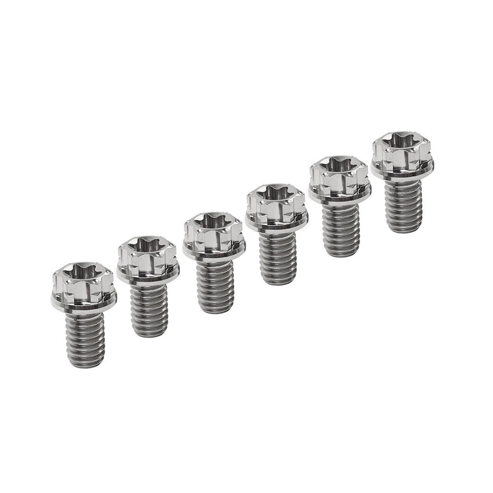 6pcs M6x15mm Titanium Torx Head Flange Screws for Motor Bike/Bicycle