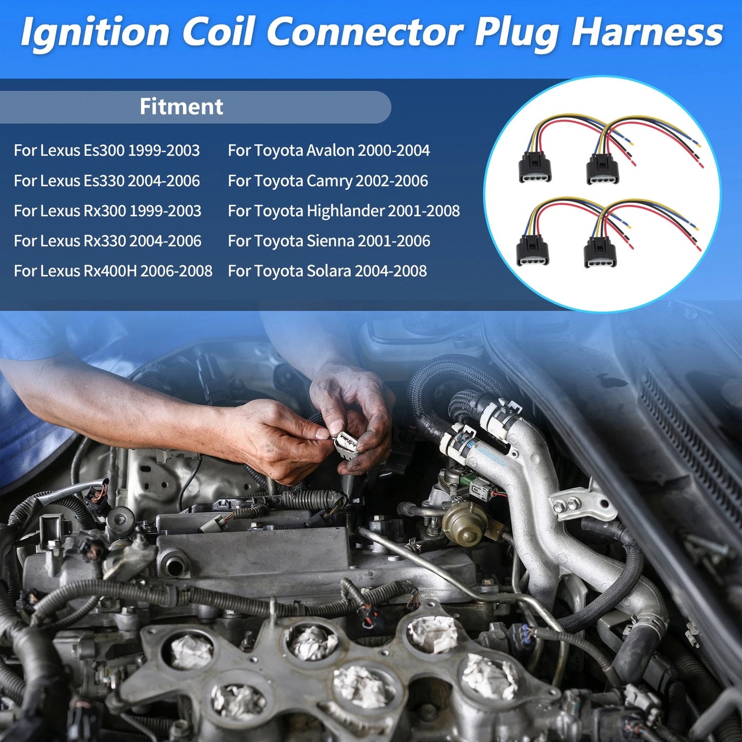 4 x Ignition Coil Connector Plug Harness for Lexus Es300 (1999–2003)