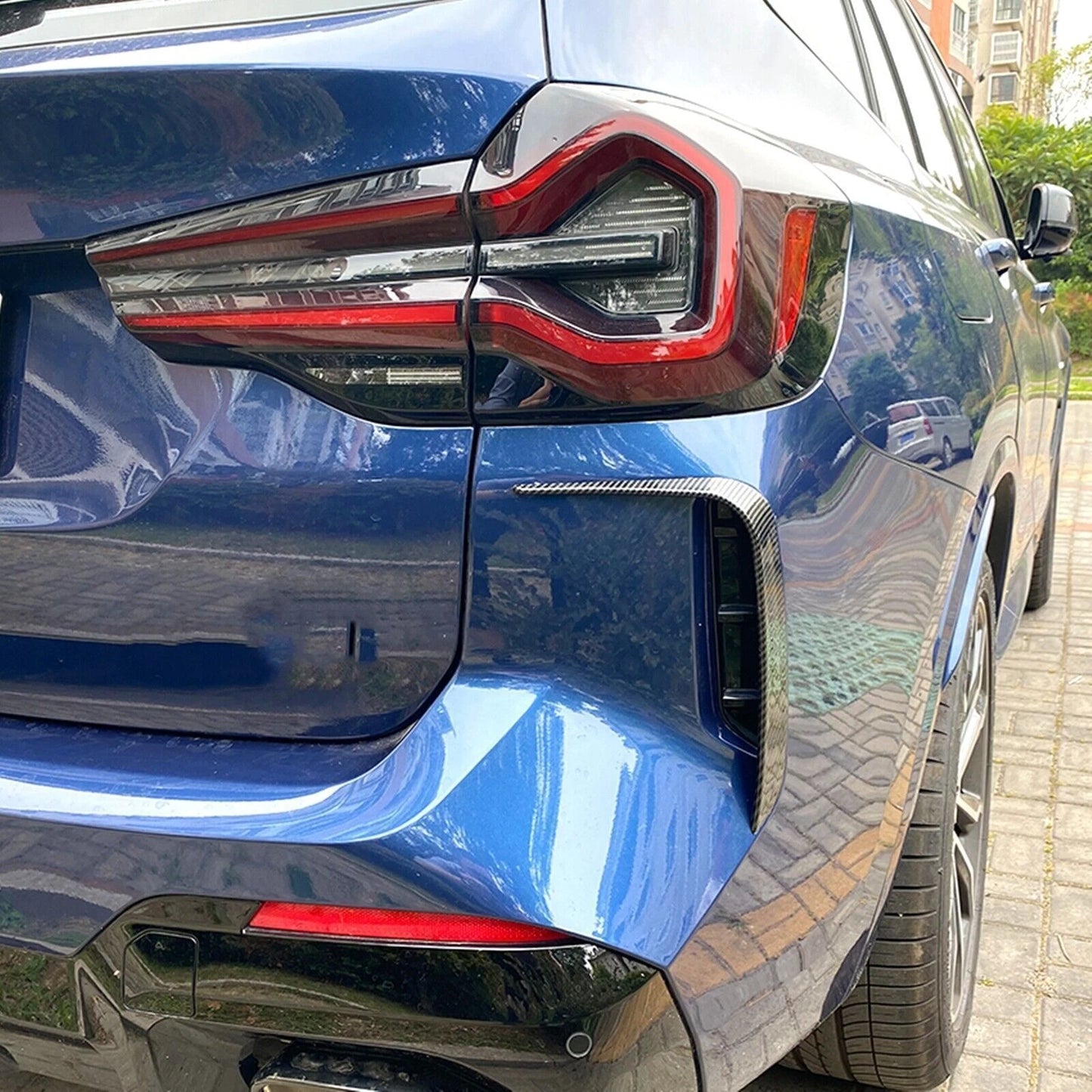 Carbon Fiber Look Rear Side Spoiler Trim for BMW X3 X3M (2022-2024)
