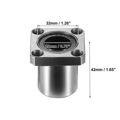 2 x LMK20UU 20mm IDx32x42 Flange Linear Ball Bearings for LMK