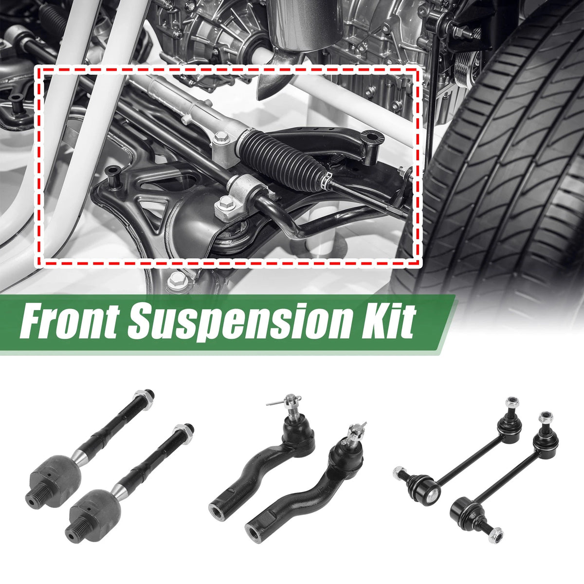 6 x Front Suspension Kit Tie Rod Ends & Sway Bar Links for Mercury Milan (2006-2009)