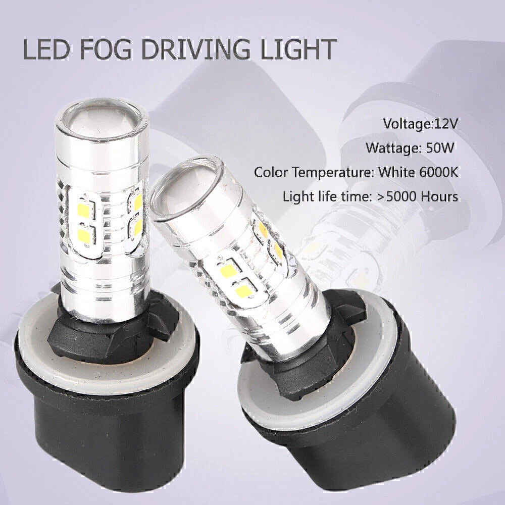 1 Pair 360�� LED Fog Light Bulbs for Car Driving Lamp 880 6000K