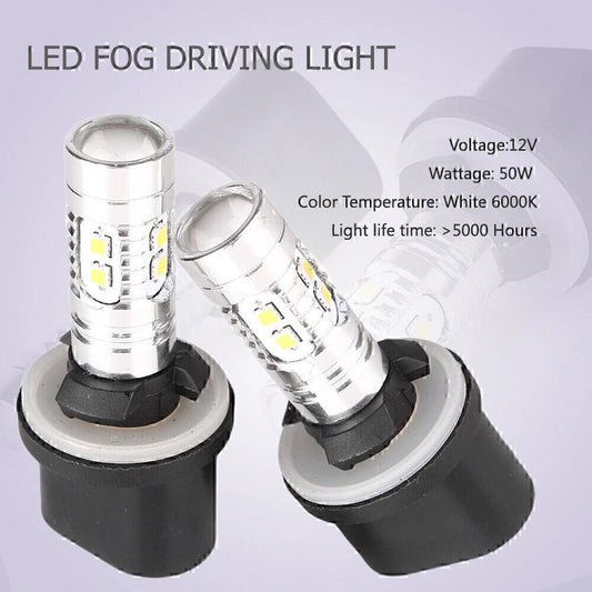 1 Pair 360�� LED Fog Light Bulbs for Car Driving Lamp 880 6000K