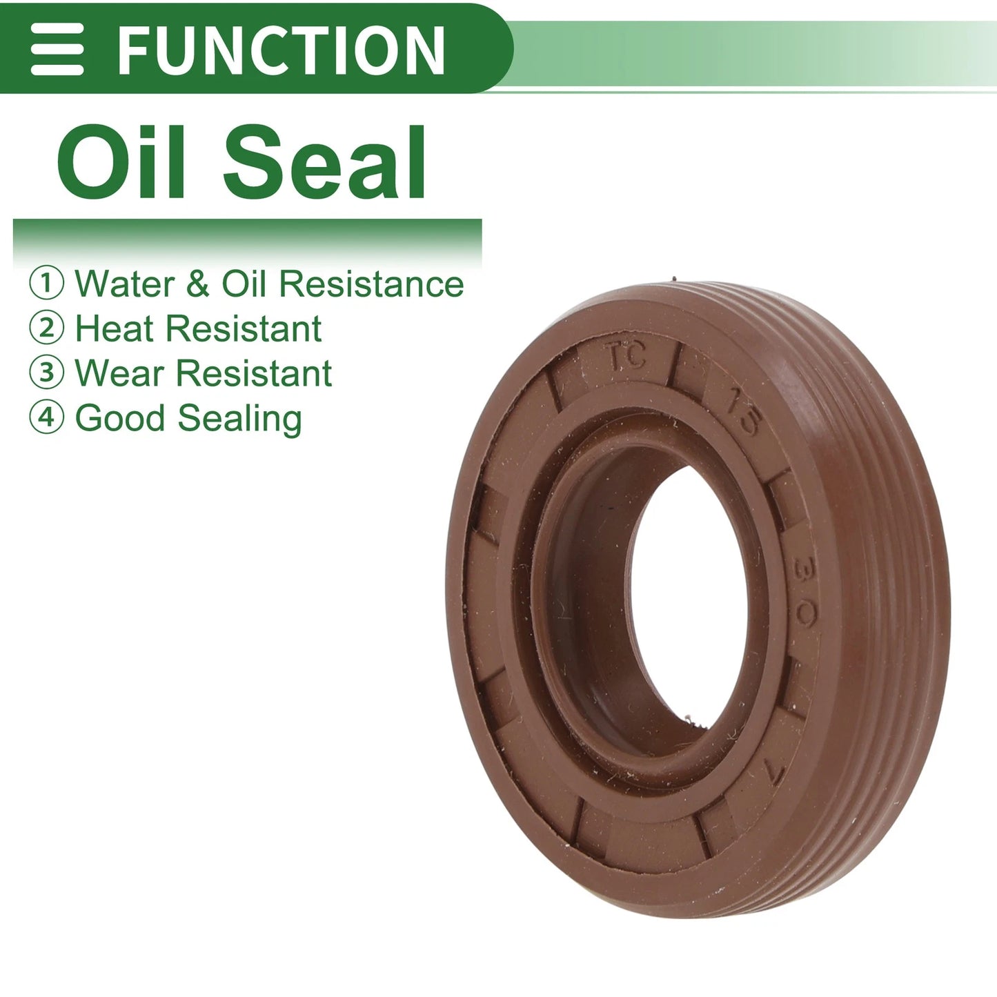 Oil Seal 15x30x7mm FKM Rubber High Pressure Brown 5 Pcs